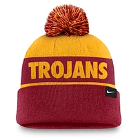 Bonnet en tricot à revers Nike Gold/Cardinal USC Trojans Primetime Peak pour homme avec pompon