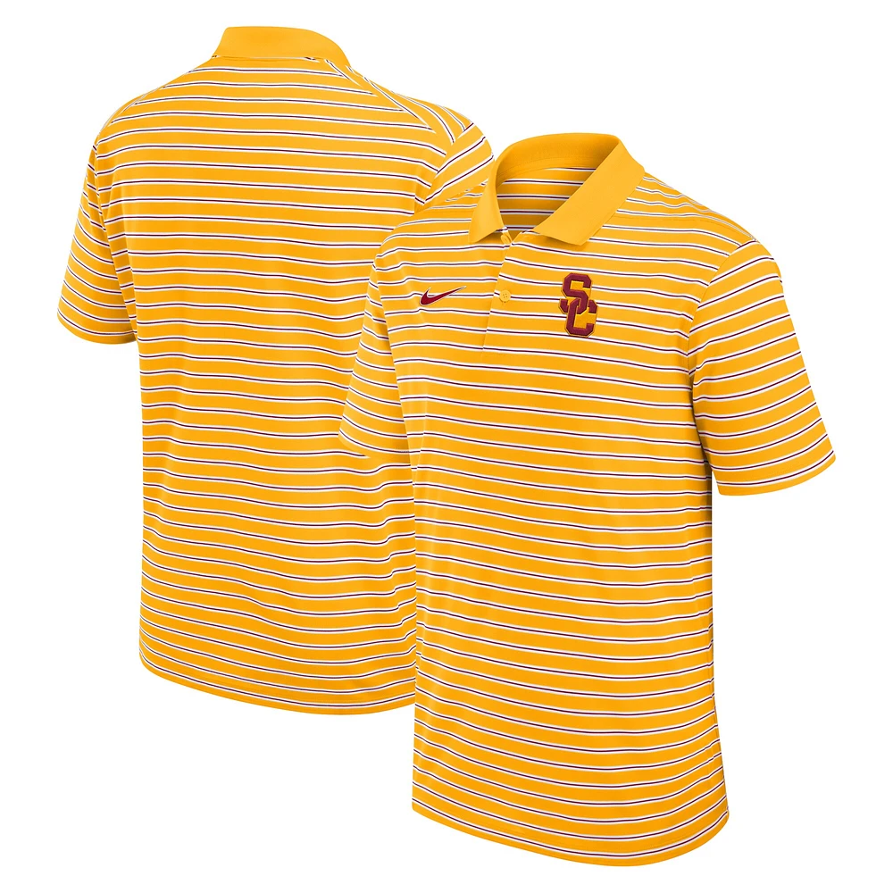 Polo de performance à rayures USC Trojans Primetime Victory Nike doré/blanc pour homme