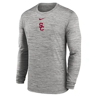 Men's Nike Gray USC Trojans 2025 Sideline Velocity Performance Long Sleeve T-Shirt