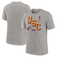 T-shirt tri-mélange Nike USC Trojans Blitz Roll Call pour homme, gris chiné