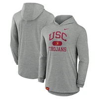 Men's Nike Heather Gray USC Trojans Blitz Tri-Blend Performance Long Sleeve Hoodie T-Shirt