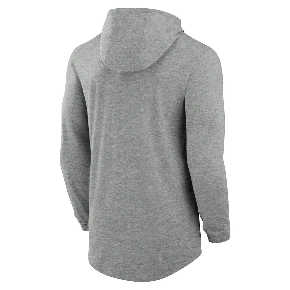 Men's Nike Heather Gray USC Trojans Blitz Tri-Blend Performance Long Sleeve Hoodie T-Shirt
