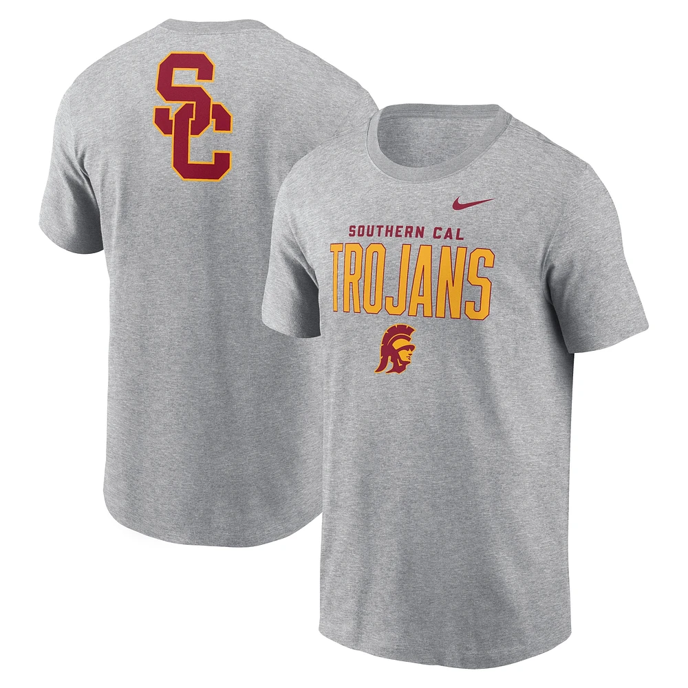 Men's Nike Heather Gray USC Trojans Campus 2-Hit Primary Mascot T-Shirt