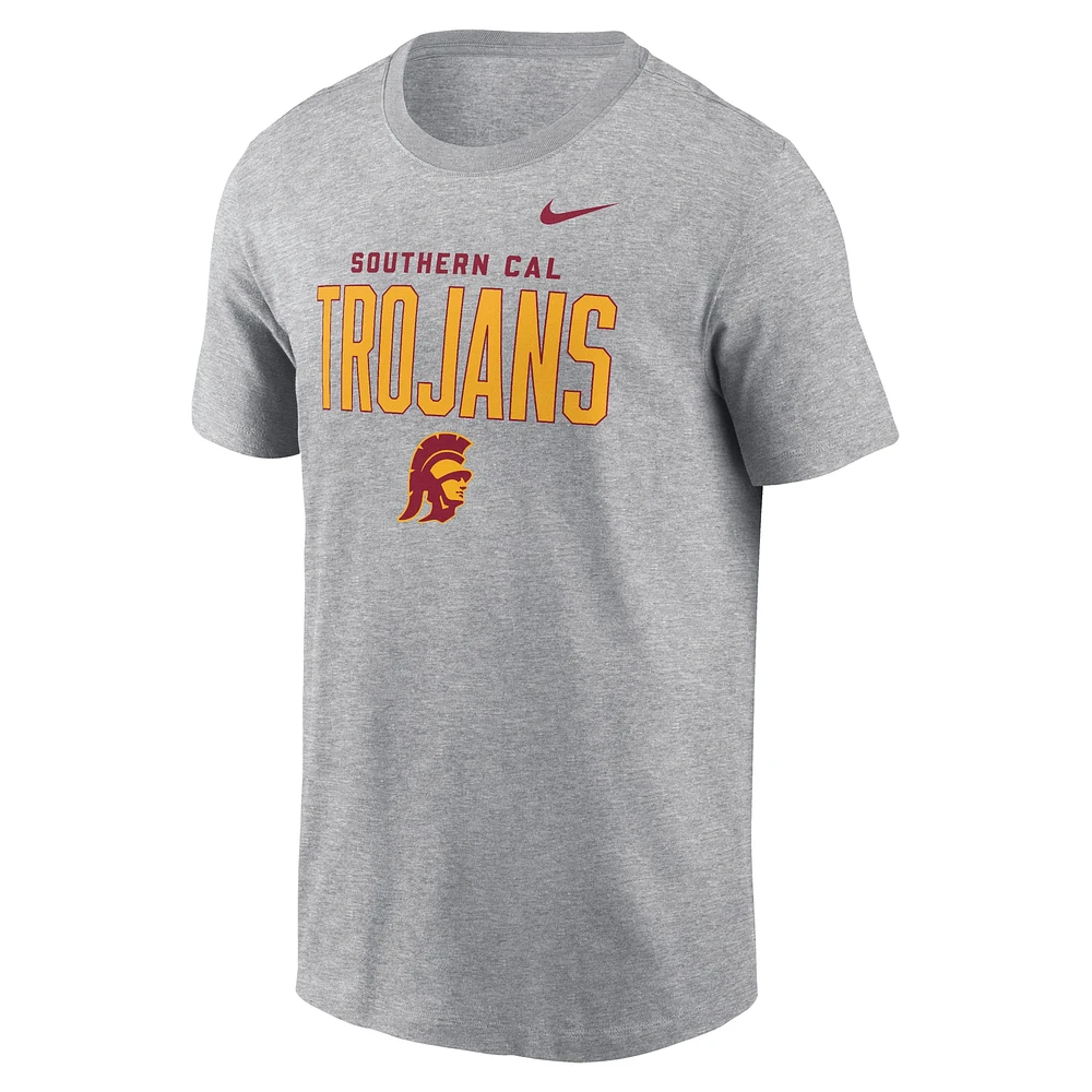 Men's Nike Heather Gray USC Trojans Campus 2-Hit Primary Mascot T-Shirt