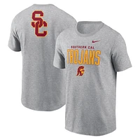 T-shirt Nike gris chiné pour homme USC Trojans Campus 2-Hit Primary Mascot