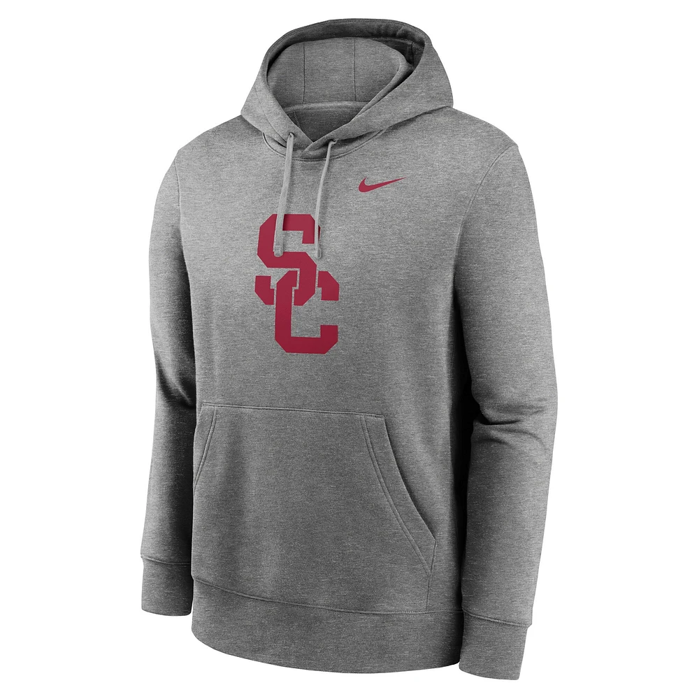 Sweat à capuche en polaire Nike Heather Grey USC Trojans Primetime Club pour homme