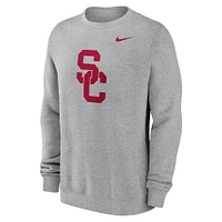 Sweat-shirt en molleton Nike Heather Grey USC Trojans Primetime pour homme