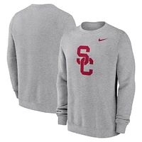 Sweat-shirt en molleton Nike Heather Grey USC Trojans Primetime pour homme