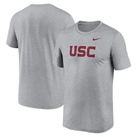 Men's Nike Heather Gray USC Trojans Primetime Legend Wordmark T-Shirt