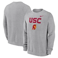 Sweat-shirt Nike gris chiné USC Trojans Primetime Primary Stack pour homme