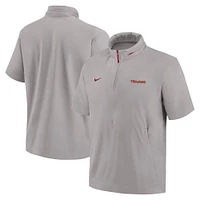 Veste à capuche demi-zippée manches courtes Nike USC Trojans 2024 Sideline Coach pour homme, étain