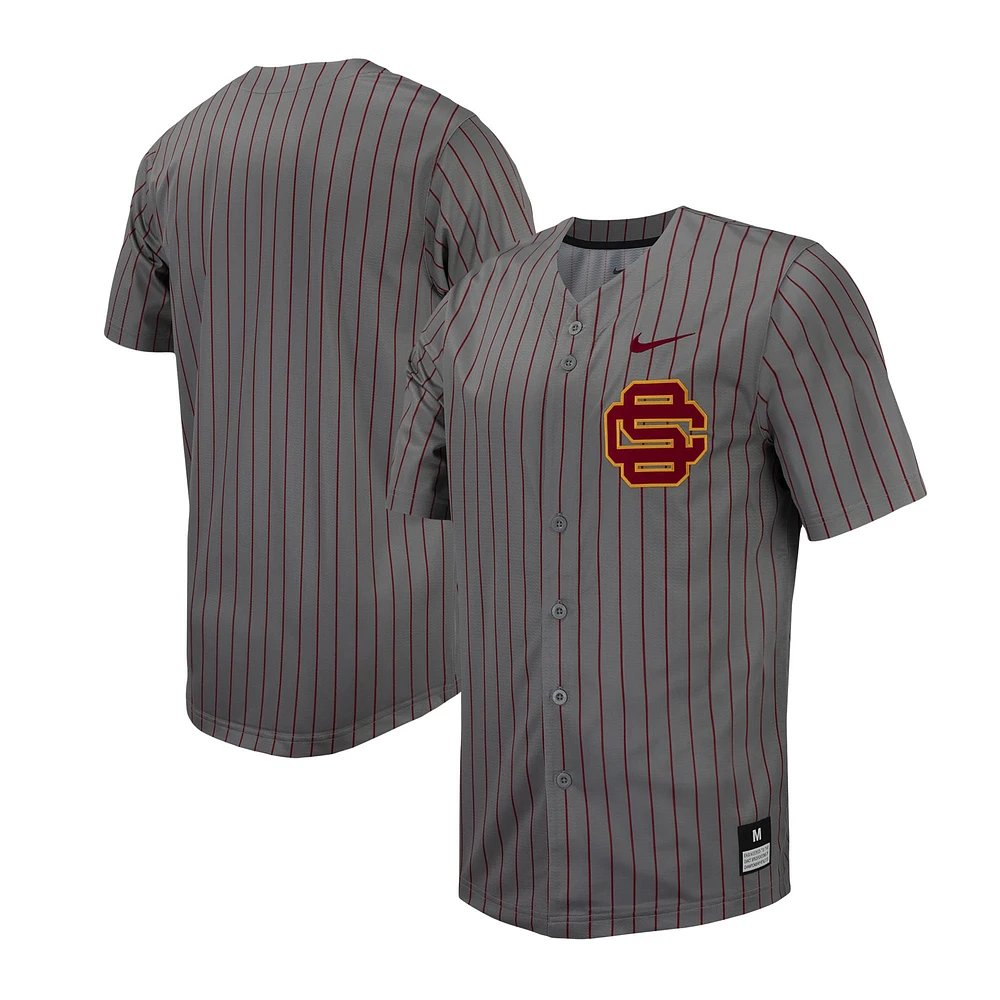 Maillot de baseball réplique à fines rayures Nike Steel USC Trojans pour homme