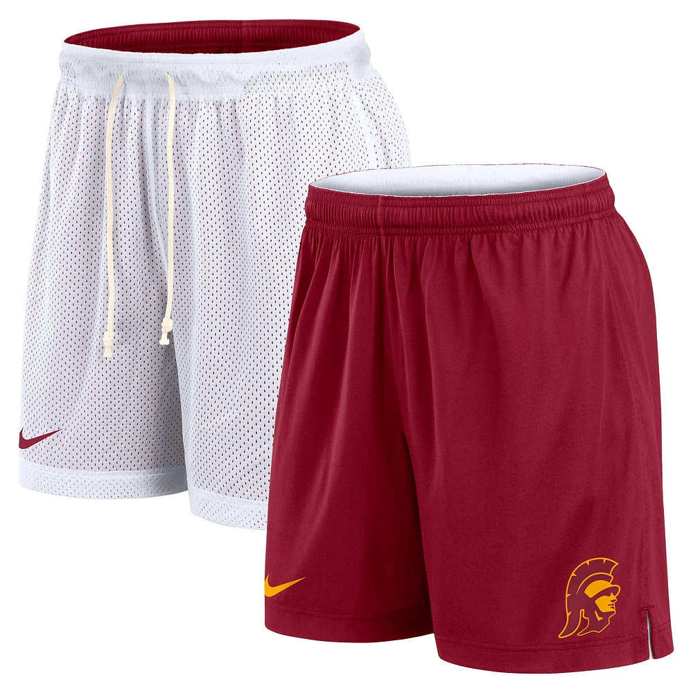 Short de performance réversible Nike Primetime USC Trojans blanc/cardinal pour homme