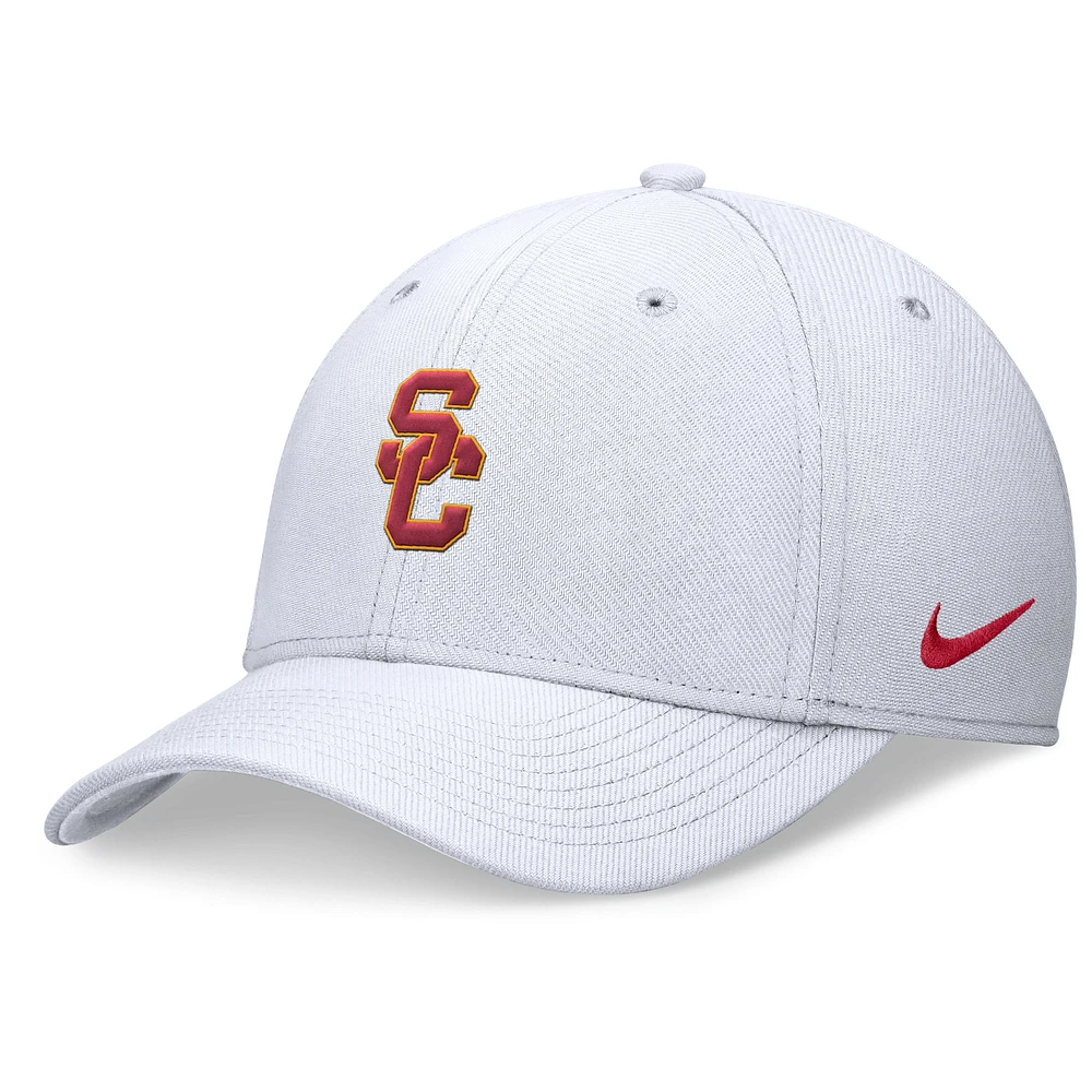 Casquette Nike blanche USC Trojans 2024 On-Field Swoosh Flex pour homme