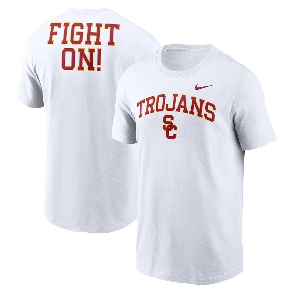 T-shirt Nike USC Trojans Blitz 2-Hit blanc pour homme