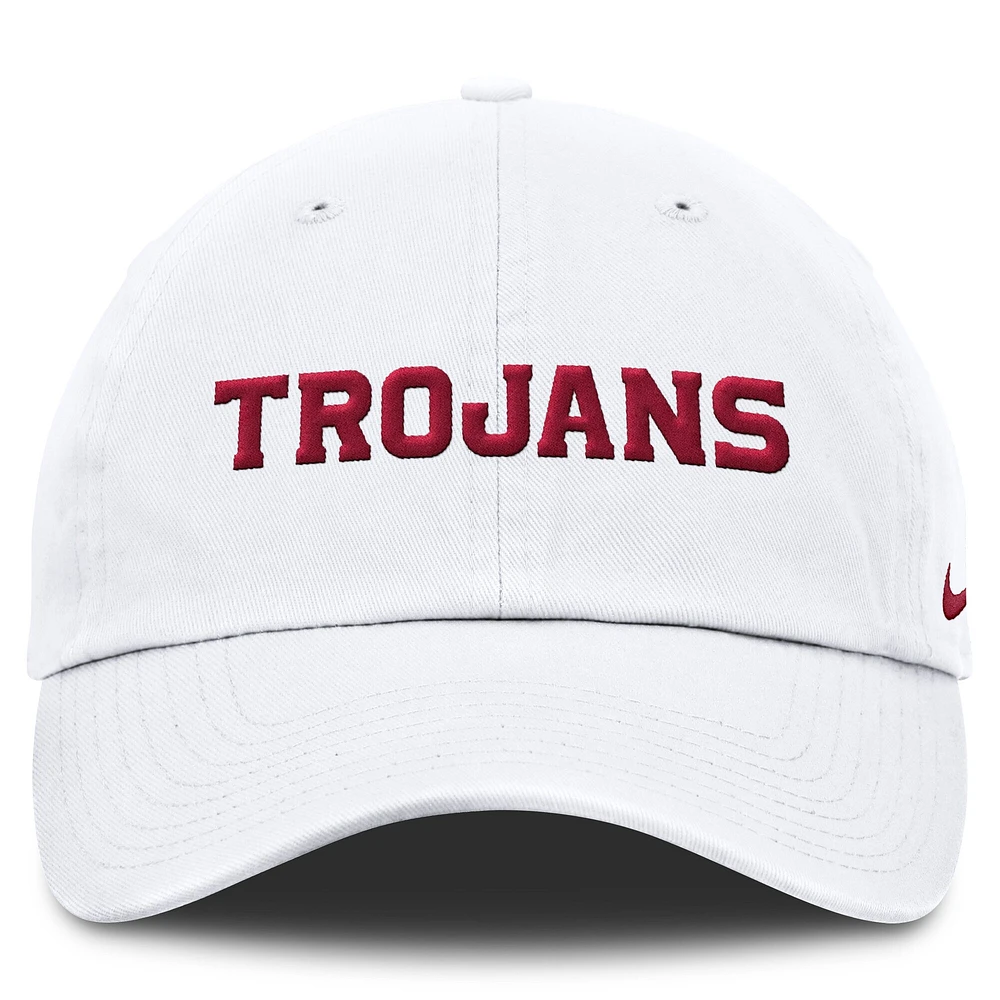 Casquette ajustable Nike blanche USC Trojans Core Club Mascot Wordmark pour homme