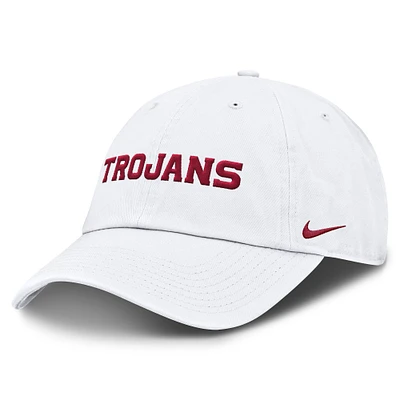 Casquette ajustable Nike blanche USC Trojans Core Club Mascot Wordmark pour homme