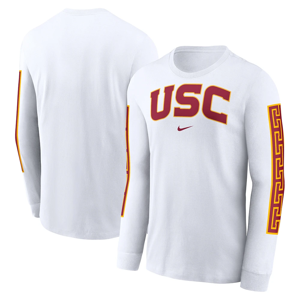 T-shirt à manches longues Nike blanc USC Trojans Local Spirit Slogan pour homme