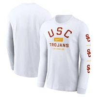 T-shirt à manches longues Nike USC Trojans Primetime Classic Location pour homme blanc