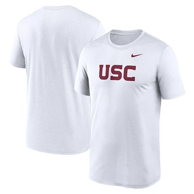 T-shirt Nike blanc pour homme avec logo USC Trojans Primetime Legend