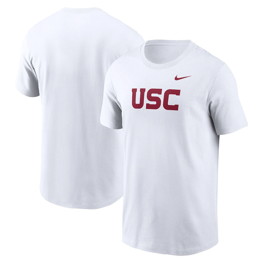 T-shirt Nike USC Trojans Primetime Wordmark pour homme, blanc