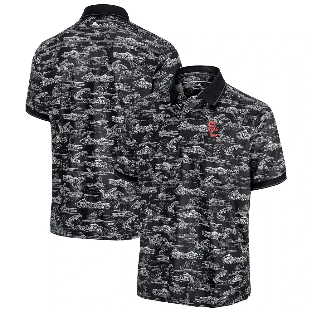 Polo Tommy Bahama noir pour homme USC Trojans Sport Bay View IslandZone