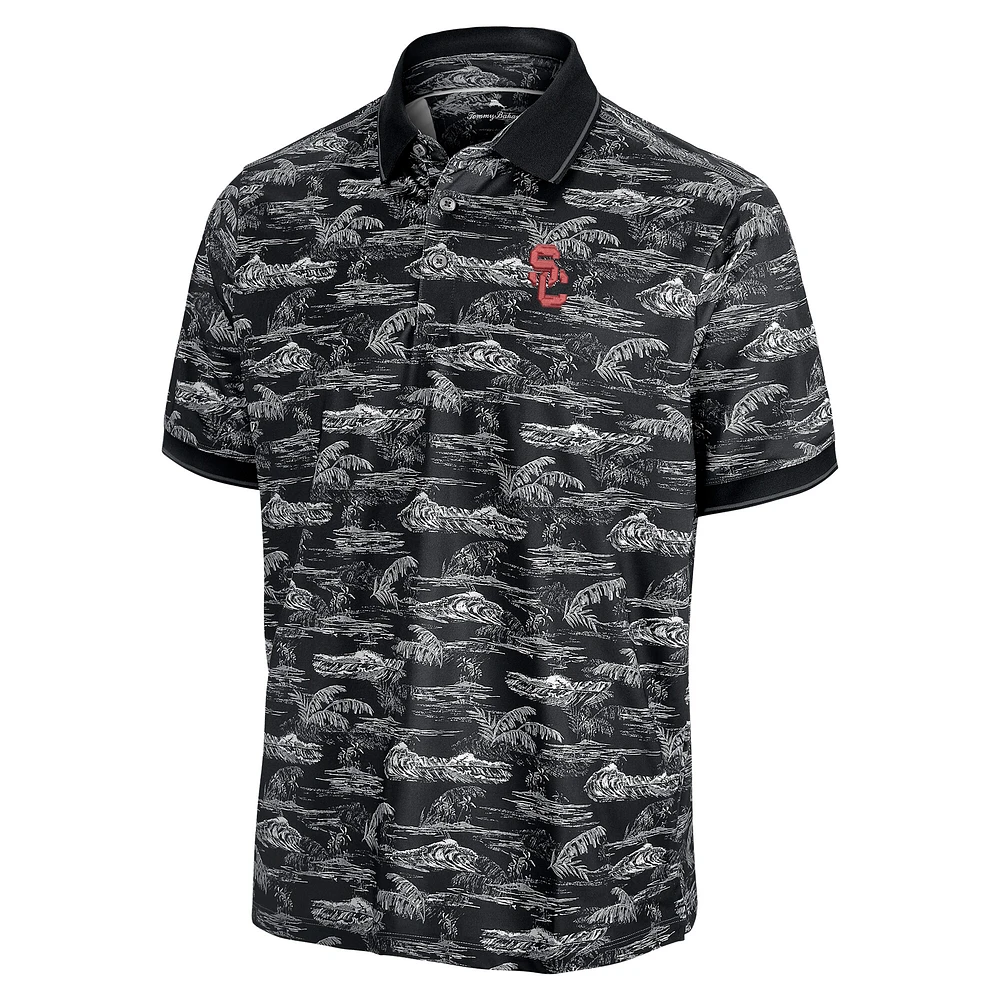 Polo Tommy Bahama noir pour homme USC Trojans Sport Bay View IslandZone