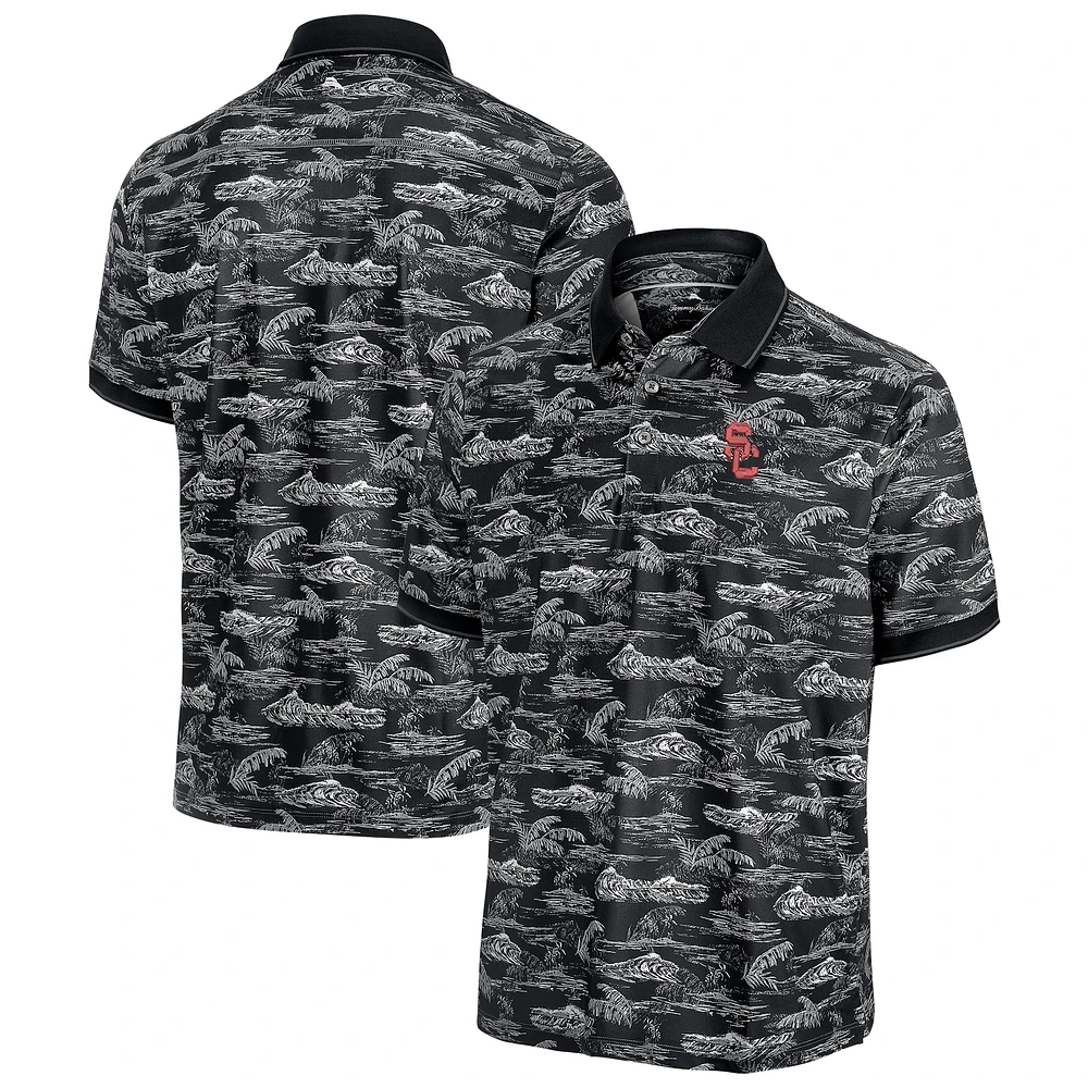 Polo Tommy Bahama noir pour homme USC Trojans Sport Bay View IslandZone