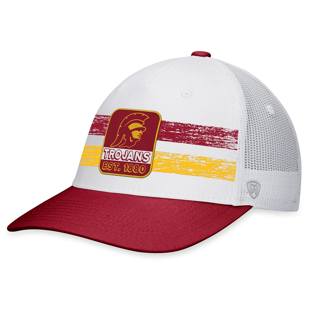 Casquette Top of the World White/Cardinal USC Trojans Retro Fade Snapback pour homme