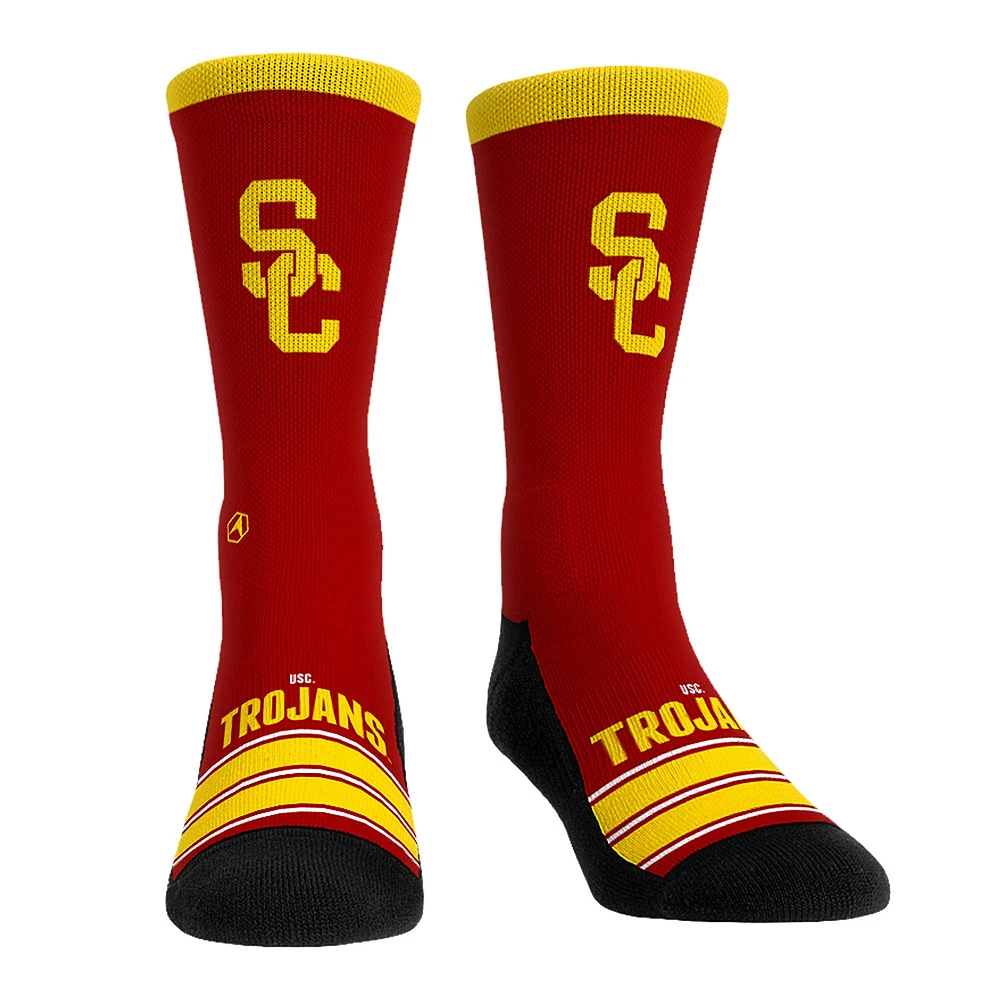 Chaussettes unisexes Rock Em d'équipage à rayures Gametime USC Trojans