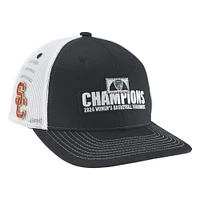 Casquette de camionneur réglable unisexe Zephyr Black USC Trojans 2024 Pac-12 pour femmes, tournoi de conférence de basket-ball, Champions de vestiaire