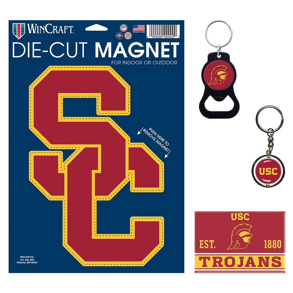 Lot de 4 porte-clés et aimants WinCraft USC Trojans