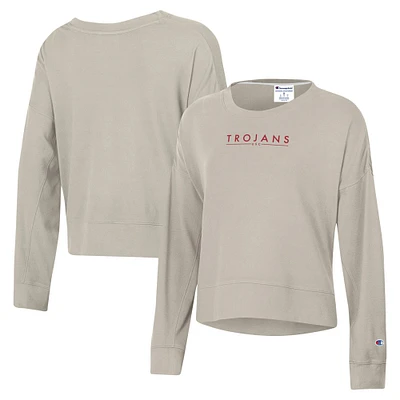 Sweat-shirt en suède Champion Tan USC Trojans pour femmes