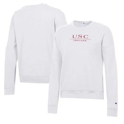 Women's Champion White USC Trojans Fleece Pullover Sweatshirt