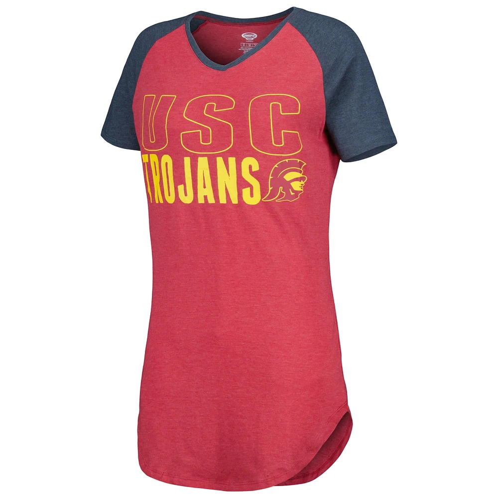 Women's Concepts Sport Cardinal/Charcoal USC Trojans Raglan V-Neck Nightshirt