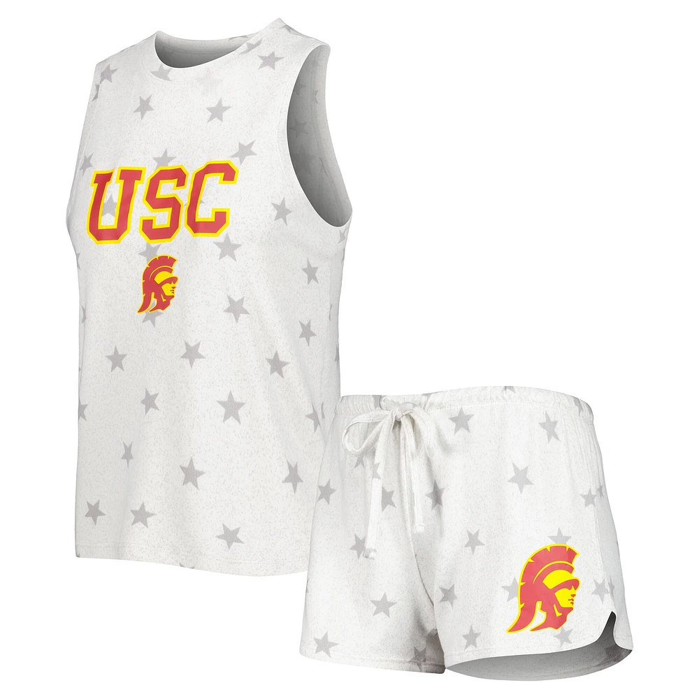 Concepts Sport Cream USC Trojans Agenda Stars Ensemble de nuit débardeur et short pour femme