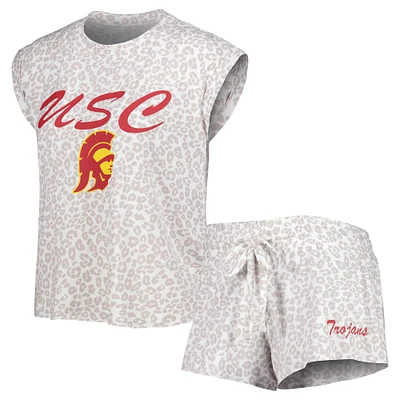 Ensemble de nuit T-shirt et short USC Trojans Montana Concepts Sport Cream pour femmes