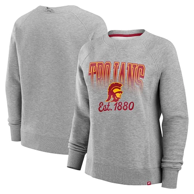 Women's Fanatics Heather Gray USC Trojans Training Camp Hit Hard Fleece Pullover Sweatshirt