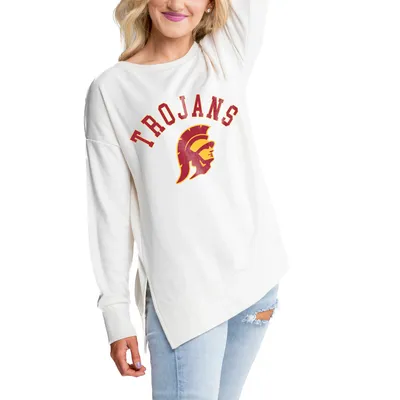 USC Trojans Gameday Couture Women's Side Split Logo Pullover Top - Cream