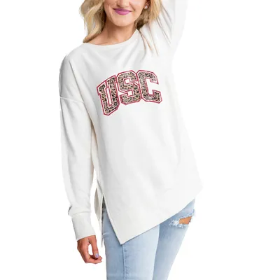 USC Trojans Gameday Couture Women's Side Split Team Logo Pullover Top - Cream