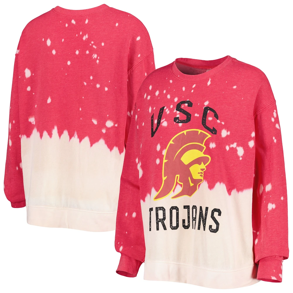 Gameday Couture Crimson USC Trojans Twice As Nice Délavé Dip-Dye Pull à manches longues pour femme