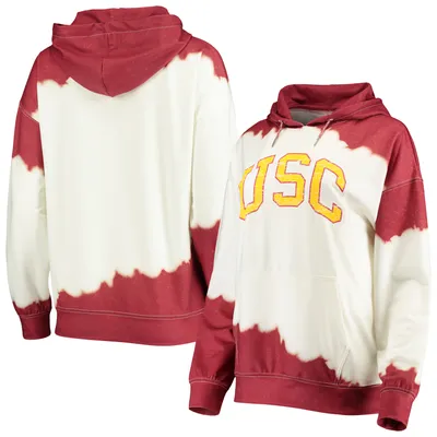 USC Trojans Gameday Couture Women's For the Fun Double Dip-Dyed Pullover Hoodie - White/Cardinal