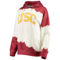 Women's Gameday Couture White/Cardinal USC Trojans For the Fun Double Dip-Dyed Pullover Hoodie