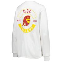 Women's League Collegiate Wear White USC Trojans Oversized Pocket Long Sleeve T-Shirt