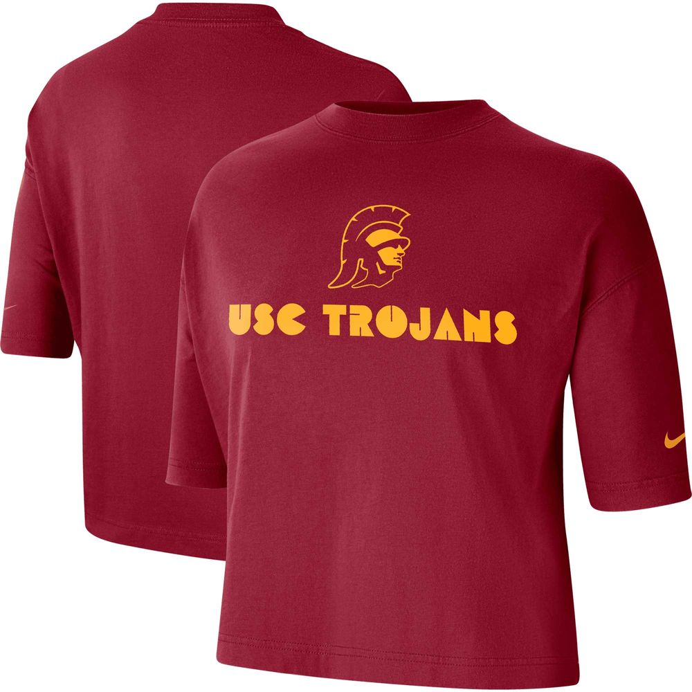 Women's Nike Cardinal USC Trojans Crop Performance T-Shirt