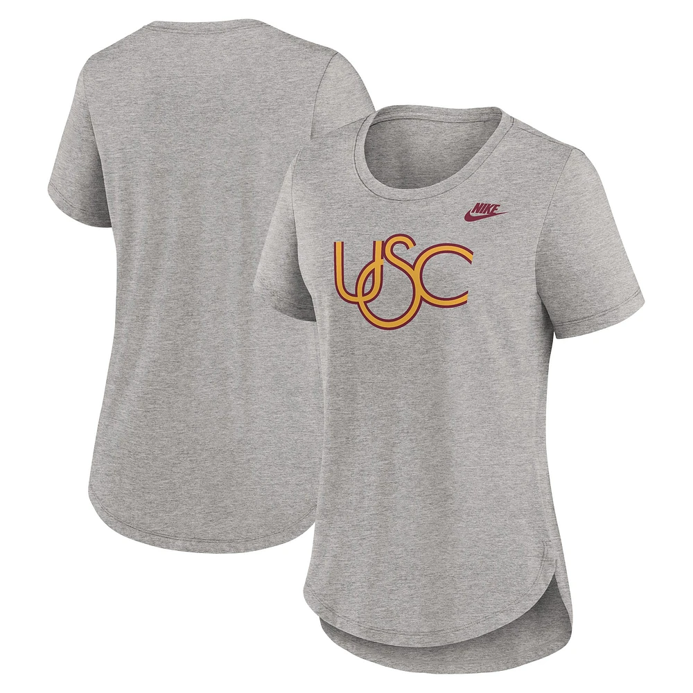 T-shirt Nike gris chiné USC Trojans Legacy Tri-Blend pour femme