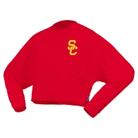 Spirit Jersey Cardinal USC Trojans T-shirt court surdimensionné à manches longues pour femmes