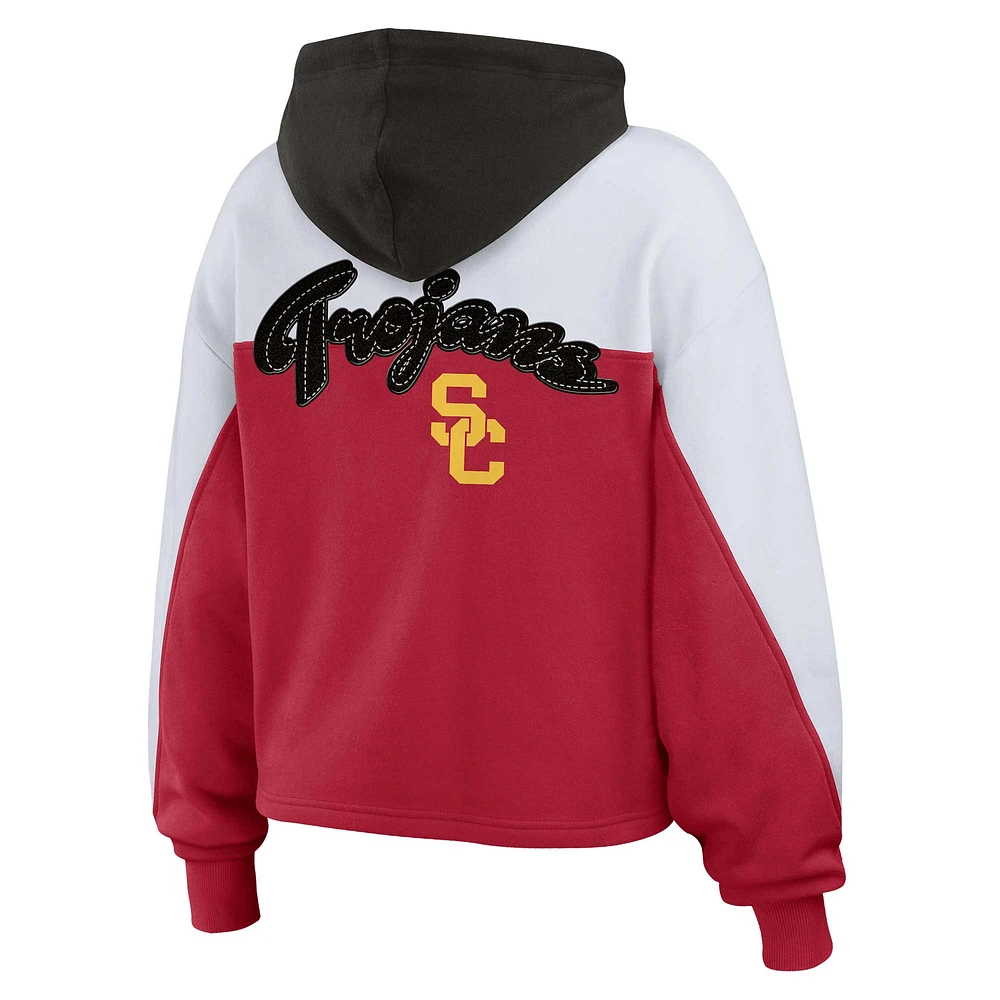 Sweat à capuche entièrement zippé blocs de couleurs Cardinal USC Trojans pour femme WEAR by Erin Andrews