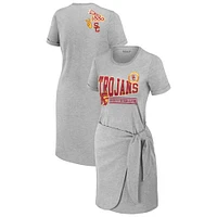 Women's WEAR by Erin Andrews Heather Gray USC Trojans Knotted T-Shirt Dress