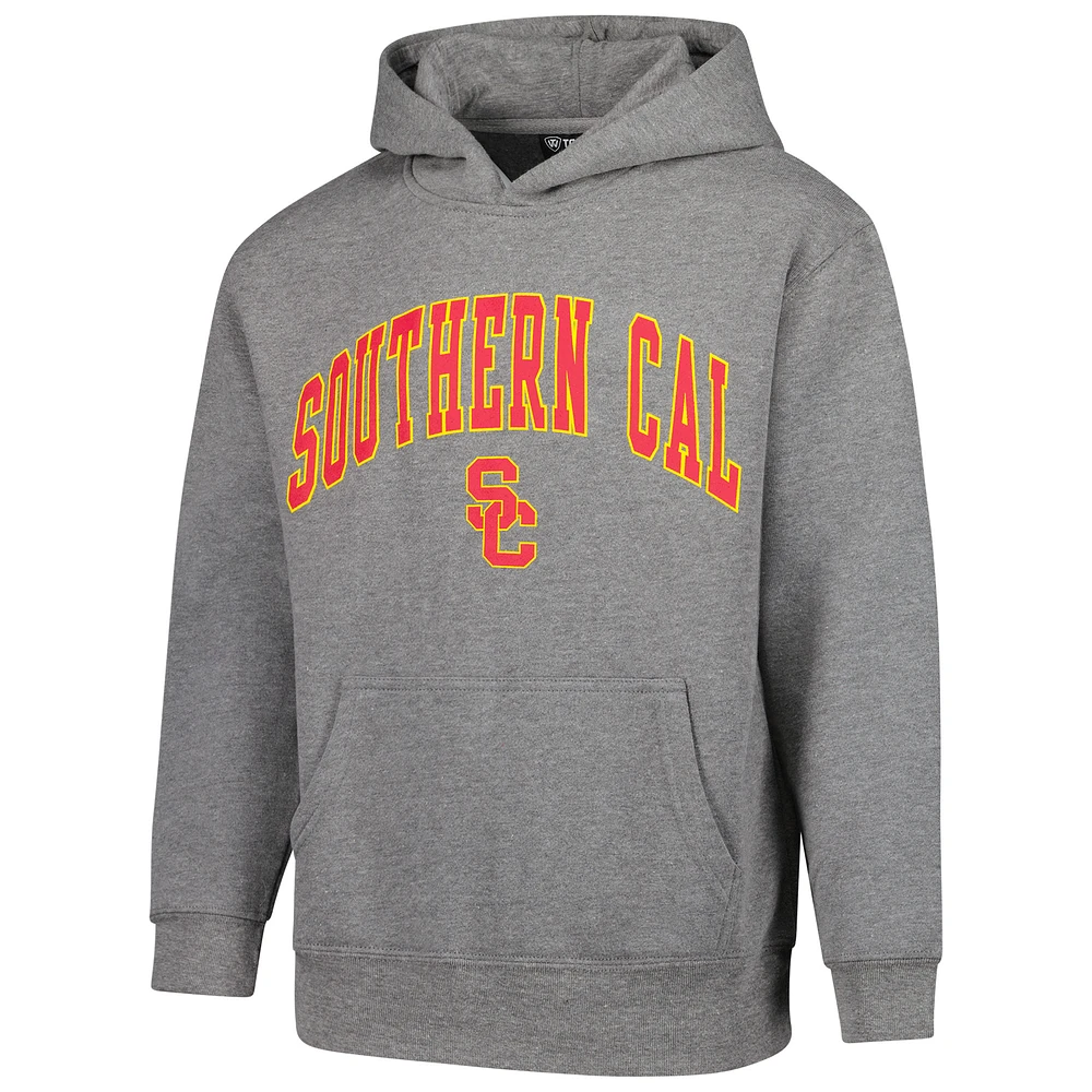 Sweat à capuche en polaire gris chiné pour jeunes USC Trojans